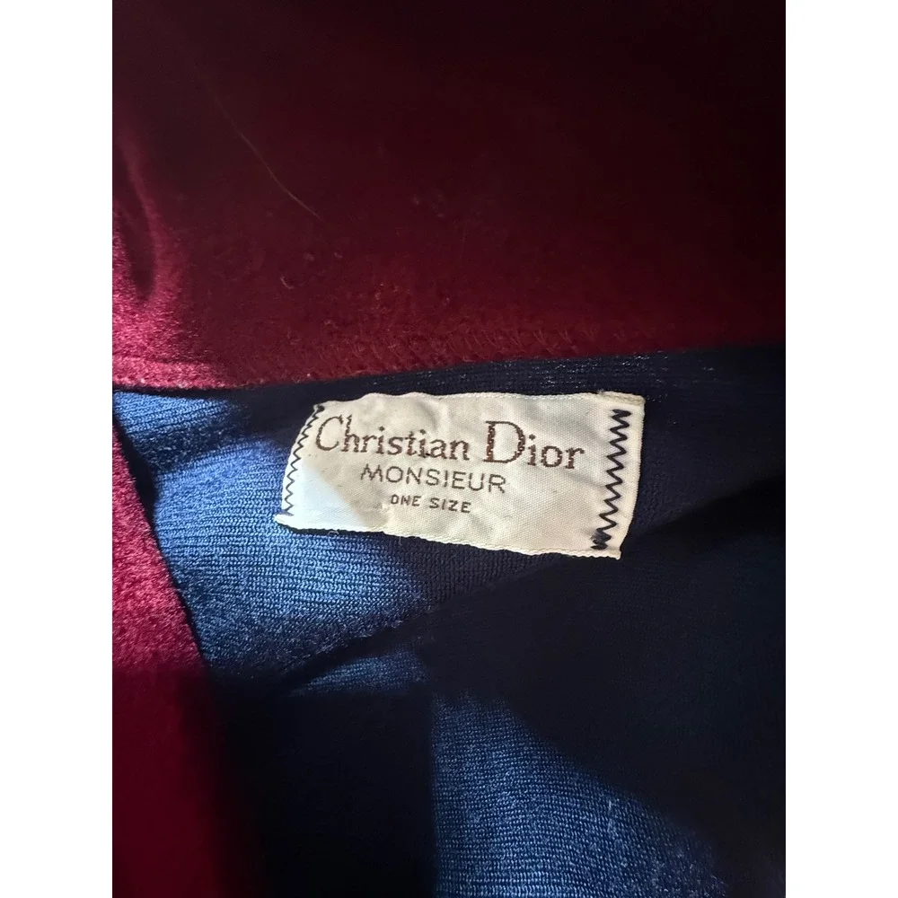 Vintage Christian Dior Robe Mens One Size Navy‎ Blue Velour Monsieur Loungewear